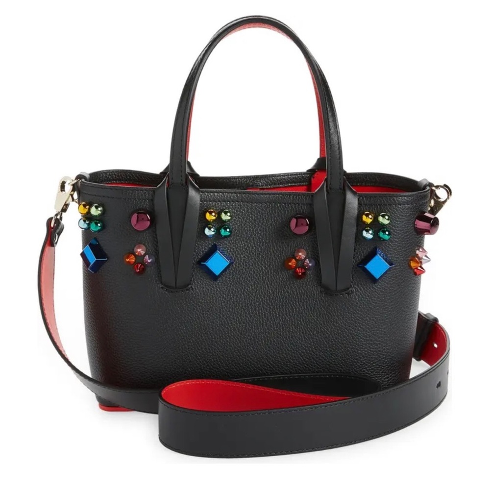 $1500 Christian Louboutin CURRENT SEASON Leather Stud Mini East West Cabata Tote